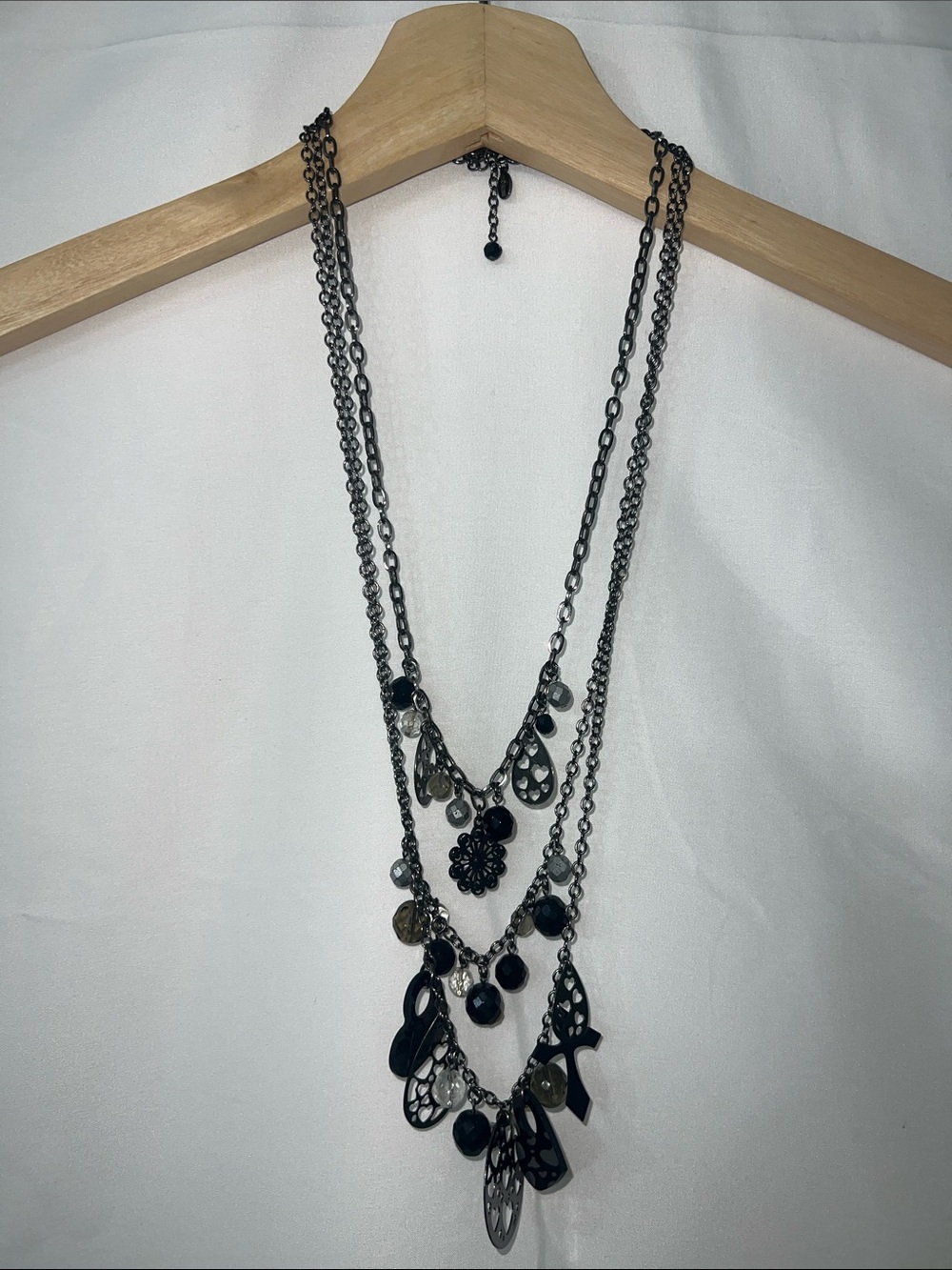 Express Layered Black Multi-Charm Necklace - Women Jewelry